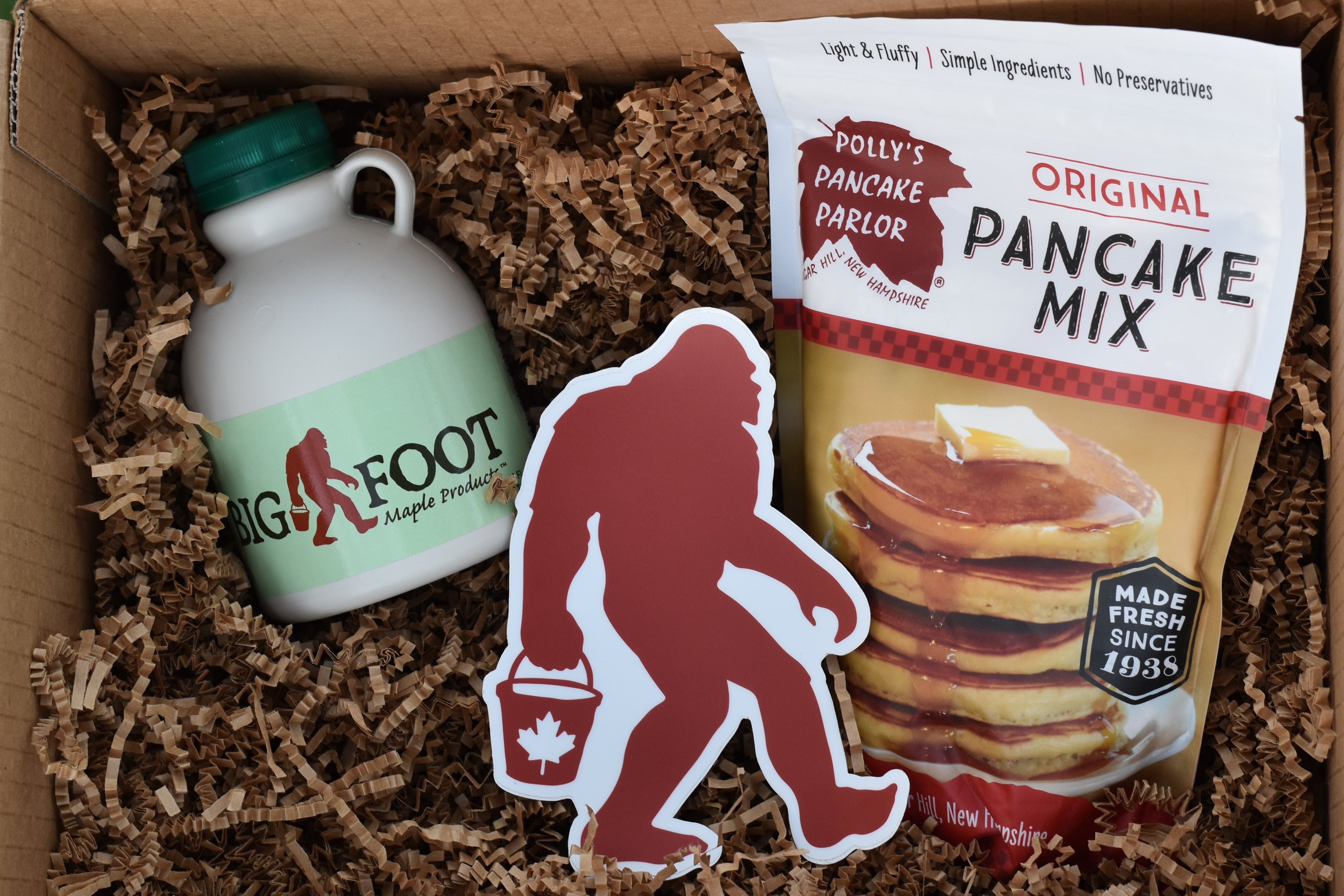 1 Pint Bigfoot Maple Wood Fired Syrup with Polly's Pancake Mix and